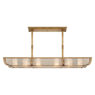 Perry Medium Linear Pendant in Natural Brass with White Glass